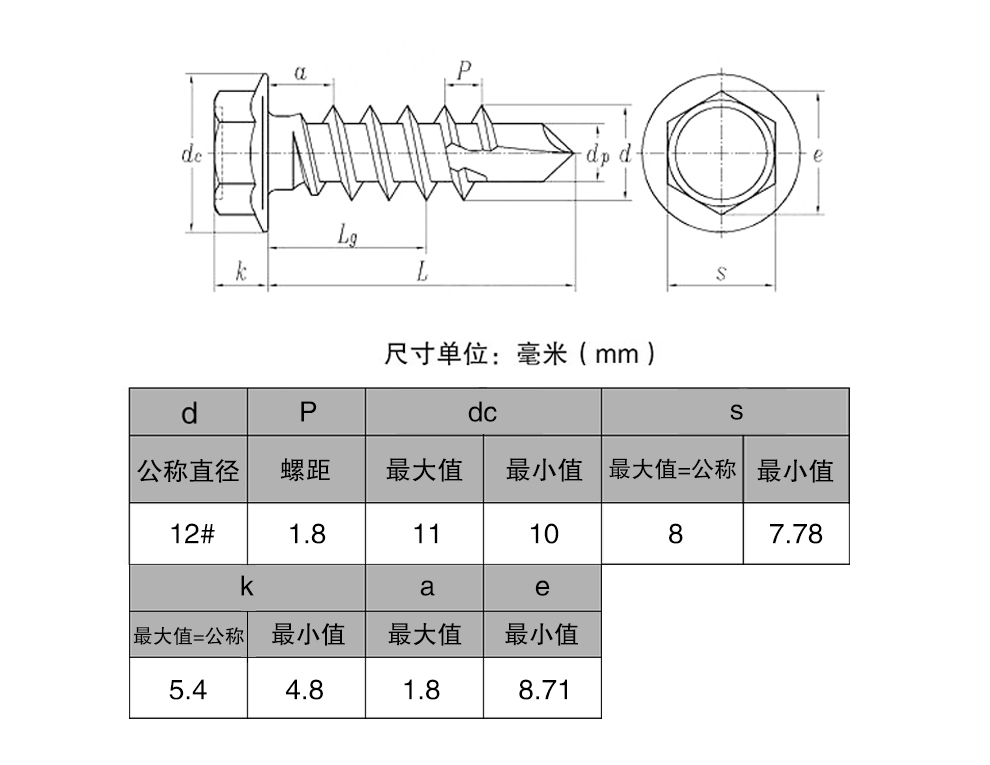 六角钻尾钉 12#*55(滏阳)-海螺丝自营仓